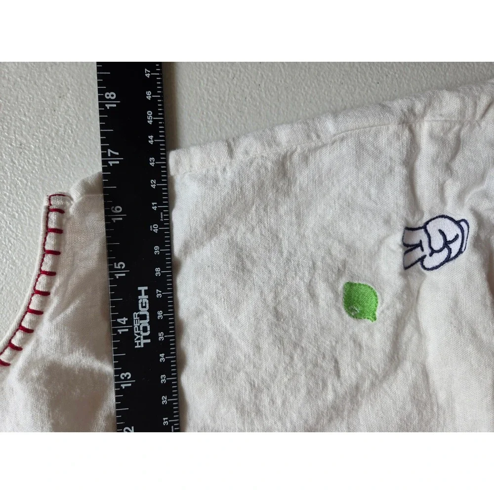 Old Navy Disney Minnie Mouse White Linen Blend Embroidered Tank Top Kid XL 14-16